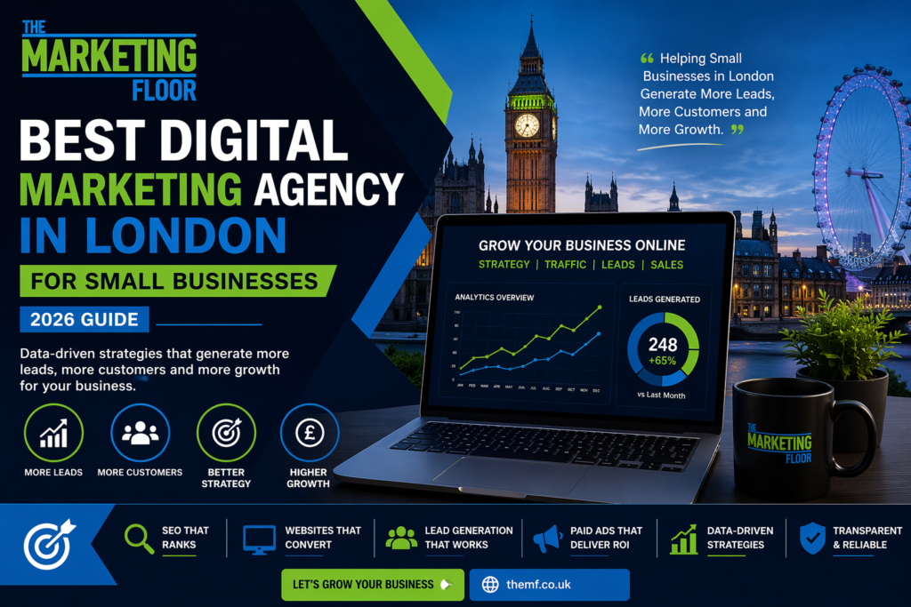 Digital marketing agency team planning SEO, web design, and lead generation strategy for small businesses in London